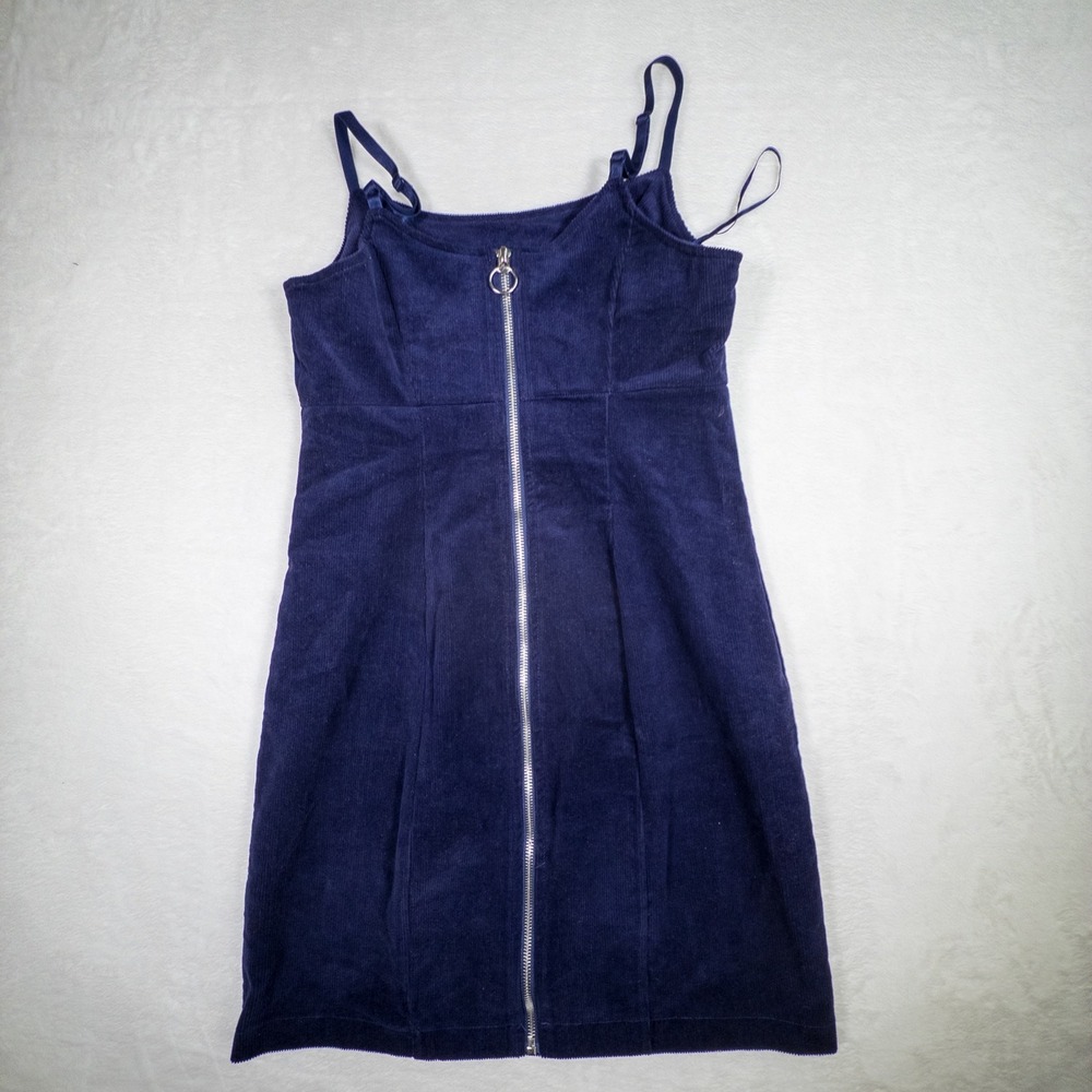 Love & Piece‎ Collection Navy Blue Corduroy Zip Front Mini Dress Size S